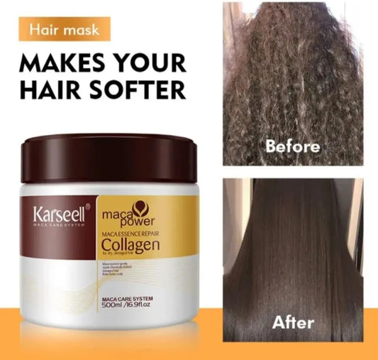 Karseell Hair Mask Collagen Treatment Natural Argan Oil Coconut conditioner for Dry Damaged Hair 16.9 oz 500ml